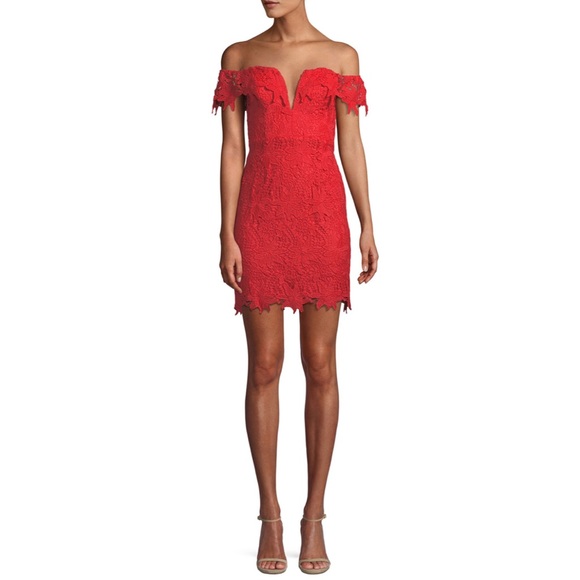 LAST DAY TO PURCHASE! ASTR The Label Daniel Off-the-Shoulder Lace Dress - Picture 1 of 16